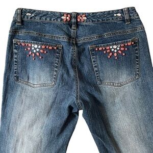 Vintage Y2K Michael Kors Flare Bootcut Jeans Beaded Pockets Boho Chic Festival